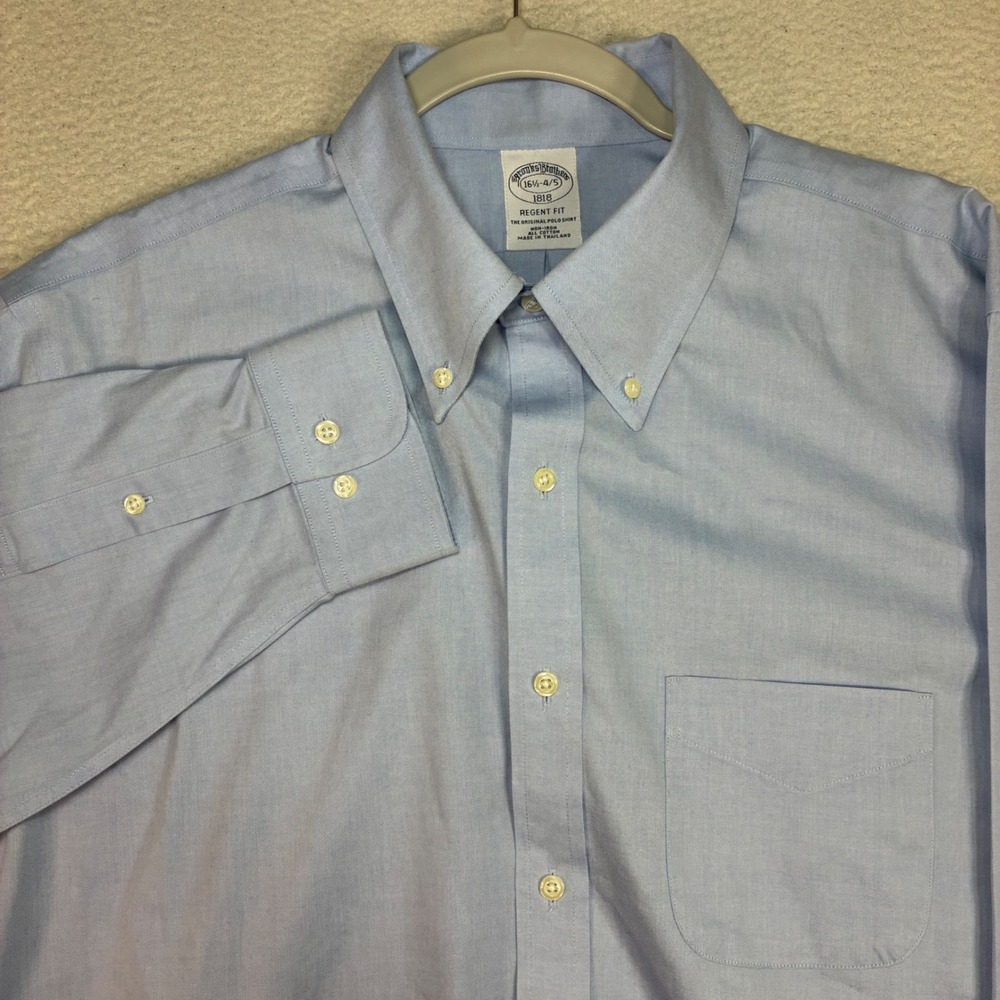 Brooks Brothers Oxford Shirt Men 16.5-34/35 Blue Dress Button Down Business OCBD